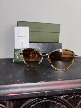 Longchamp LO170S Gold Aqua Caramel Havana Sunglasses and Case NIB